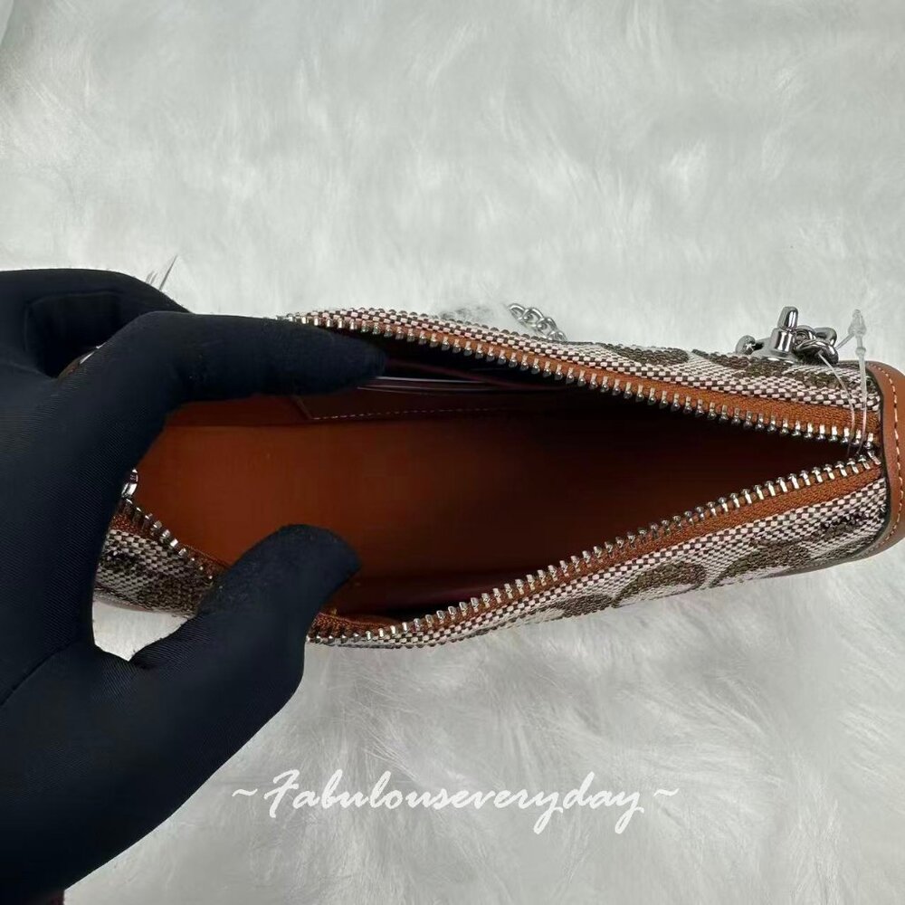 Coach Swinger 20 Crystal Bag In Signature Jacquard Burnished Amber Original Box - Picture 10 of 10